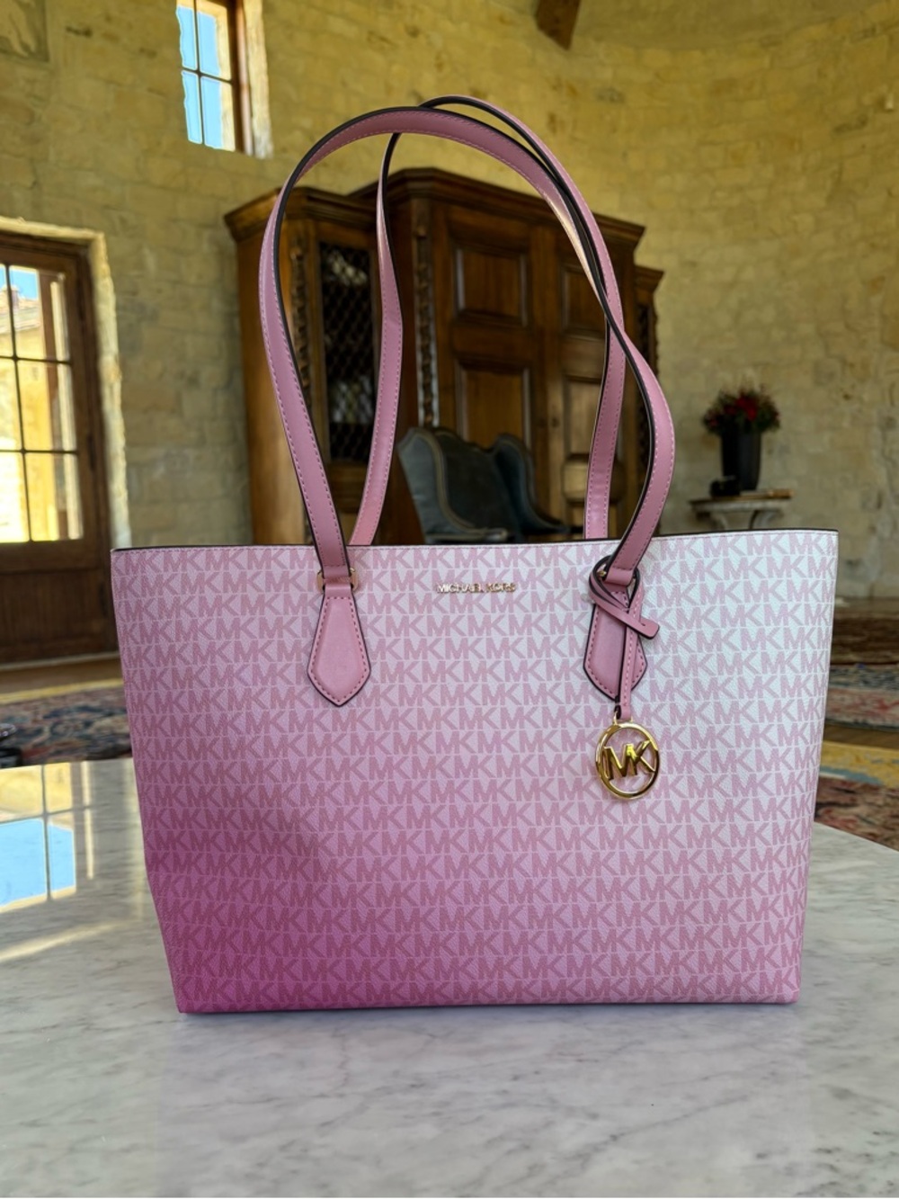 Michael Kors Pink Ombre Signature Tote with Wristlet - Picture 5 of 14